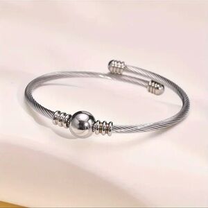 Silver Cable Adjustable Bracelet Stackable New NWT